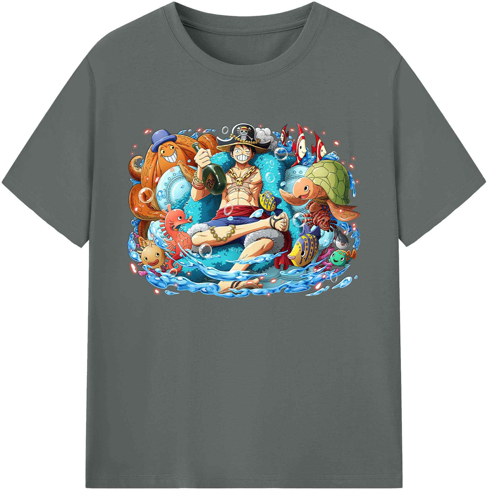 ワンピース モンキー・D・ルフィ ONE PIECE Monkey D. Luffy 綿100％ メンズ半袖Tシャツ｜肌触りやわらか＆通気性